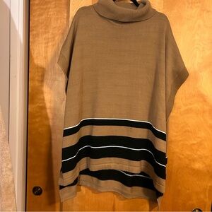 Lane Bryant Tan and Black Striped Poncho